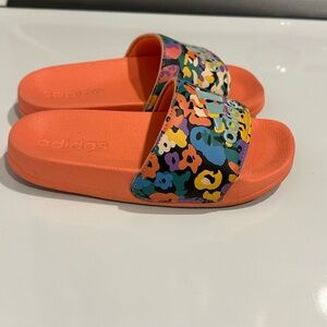 adidas Coral Slides with Multicolor Floral Strap girls size 11